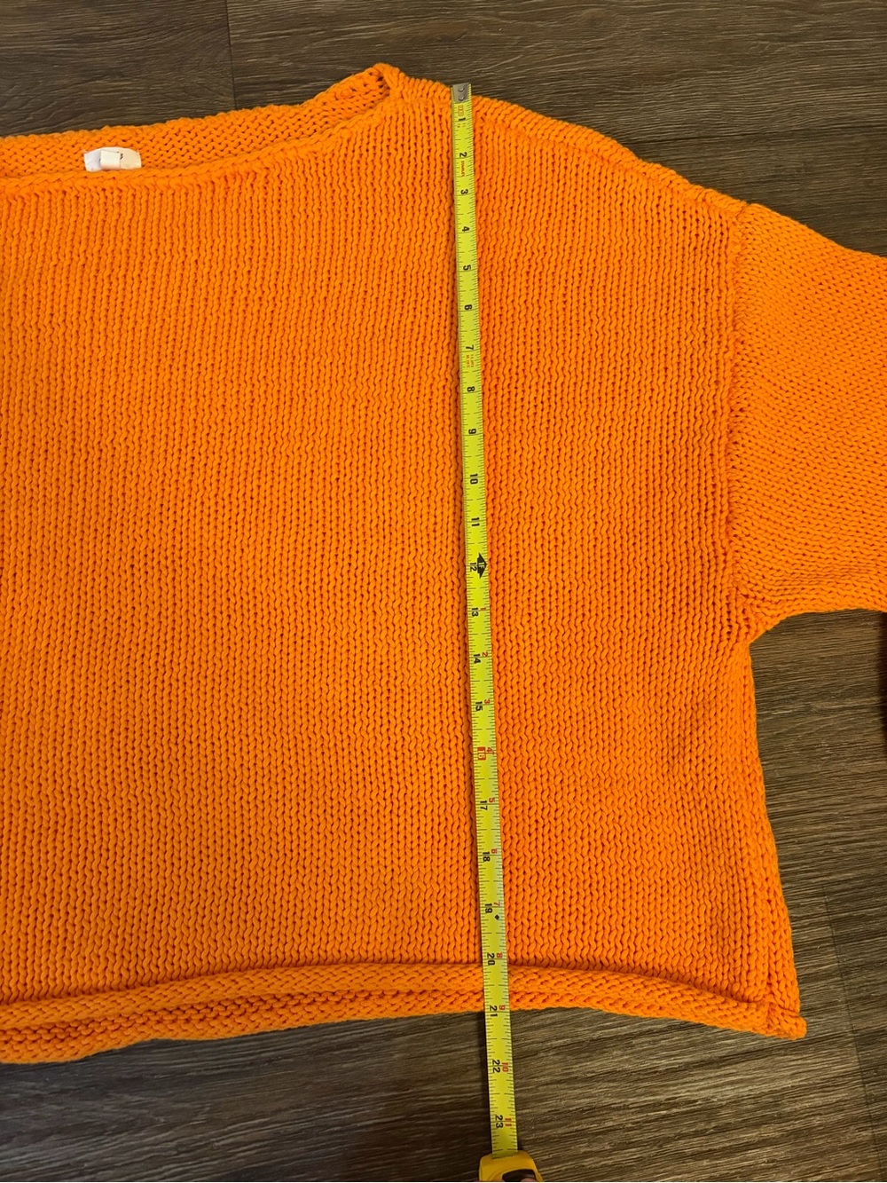 Women's Aerie Loose Knit Cropped Off the Shoulder Sweater in Orange Pop Size XXL - Picture 7 of 7